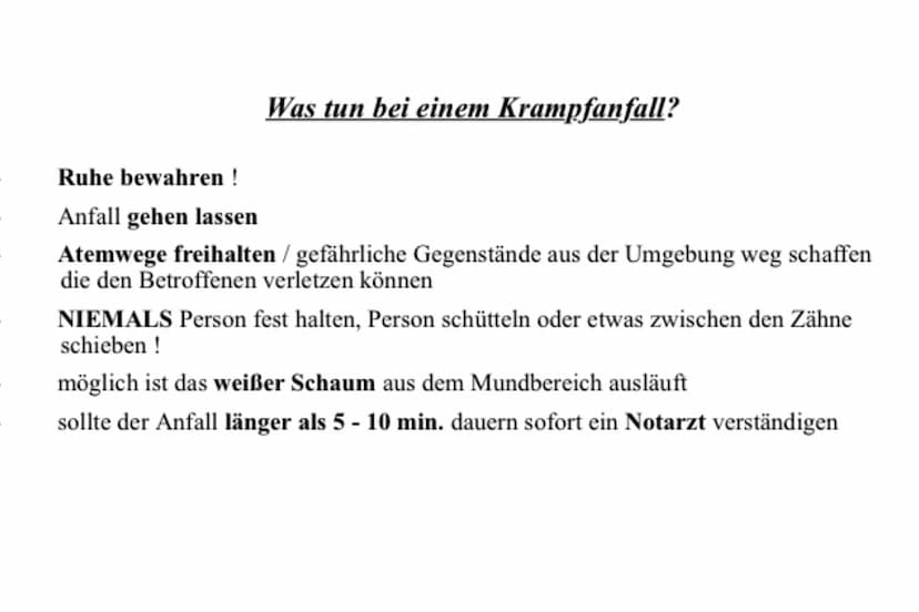 EPILEPSIE 6.
1.
5.
INHALTSVERZEICHNIS:
Definition von Epilepsie
Ursachen
Arten und Phasen
Behandlung
Erste Hilfe - Was tun bei einem Krampfa