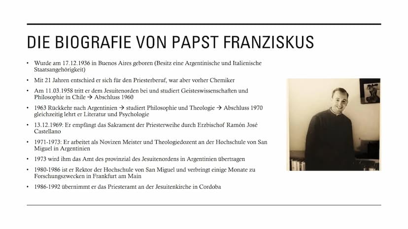 PAPST
FRANZISKUS
Ein Lehrer der
.. Religionen? GLIEDERUNG
• Was macht einen Lehrer der Religionen aus?
Papst Franziskus Steckbrief
●
• Die B