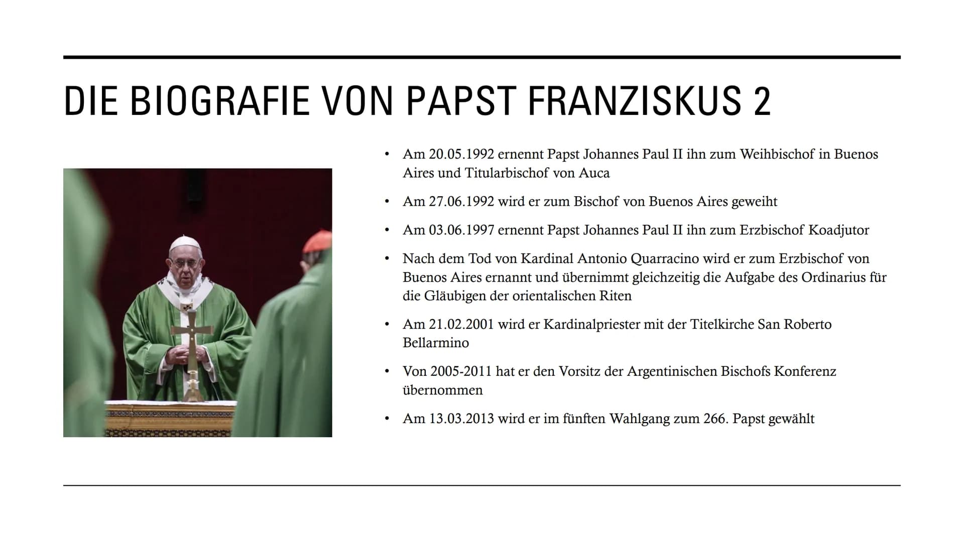 PAPST
FRANZISKUS
Ein Lehrer der
.. Religionen? GLIEDERUNG
• Was macht einen Lehrer der Religionen aus?
Papst Franziskus Steckbrief
●
• Die B