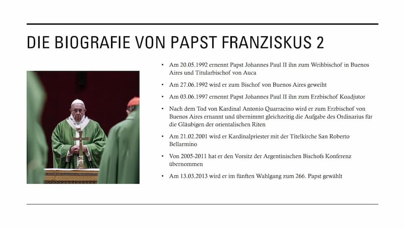 PAPST
FRANZISKUS
Ein Lehrer der
.. Religionen? GLIEDERUNG
• Was macht einen Lehrer der Religionen aus?
Papst Franziskus Steckbrief
●
• Die B