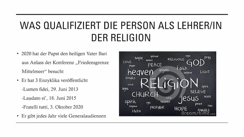 PAPST
FRANZISKUS
Ein Lehrer der
.. Religionen? GLIEDERUNG
• Was macht einen Lehrer der Religionen aus?
Papst Franziskus Steckbrief
●
• Die B