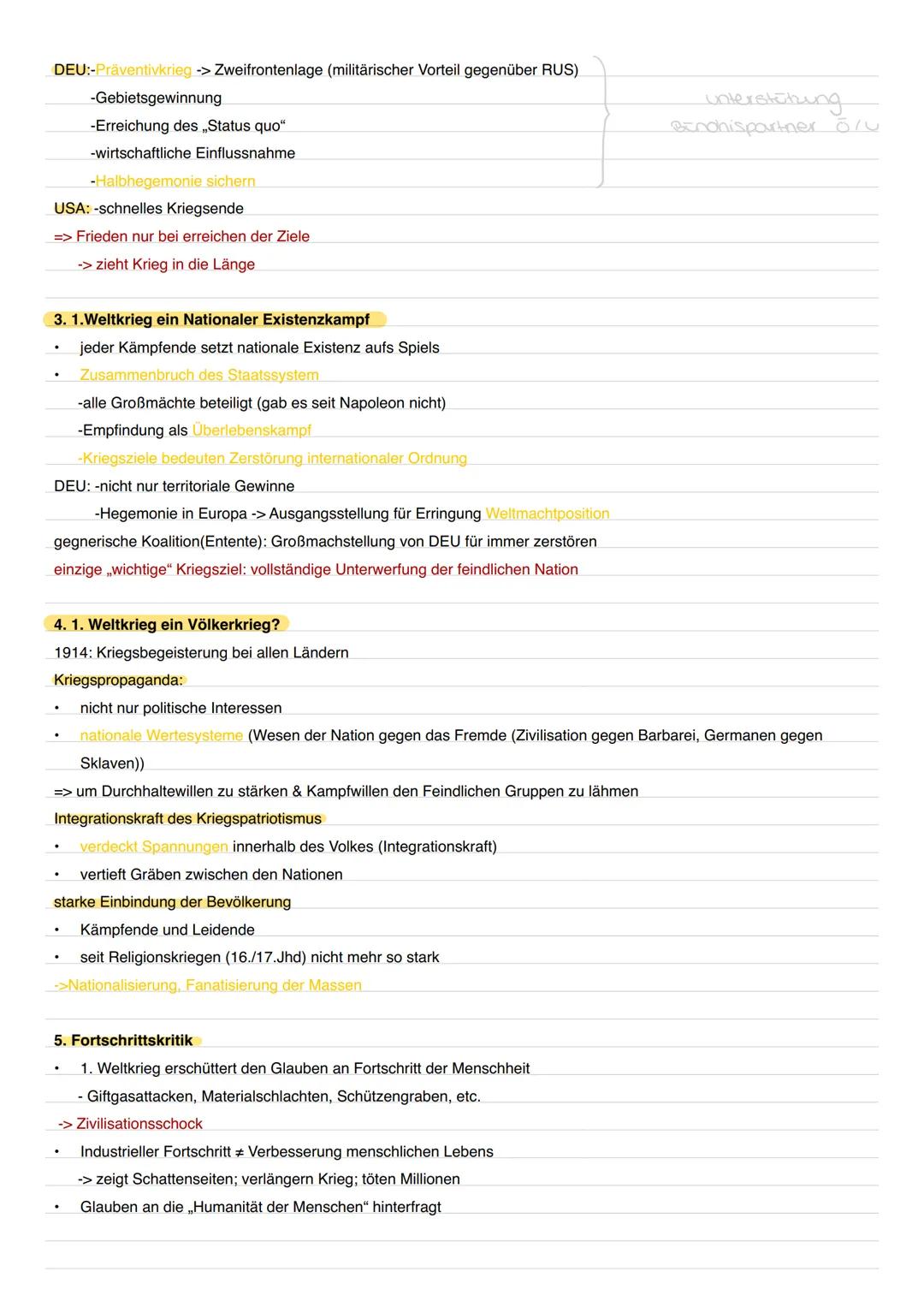 Lernzettel Der 1. Weltkrieg 1914-1918
1.Ursachen des 1. Weltkrieges
Imperialismus:
globale Rivalitäten & Konkurrenzkampf um Kolonien
insbeso