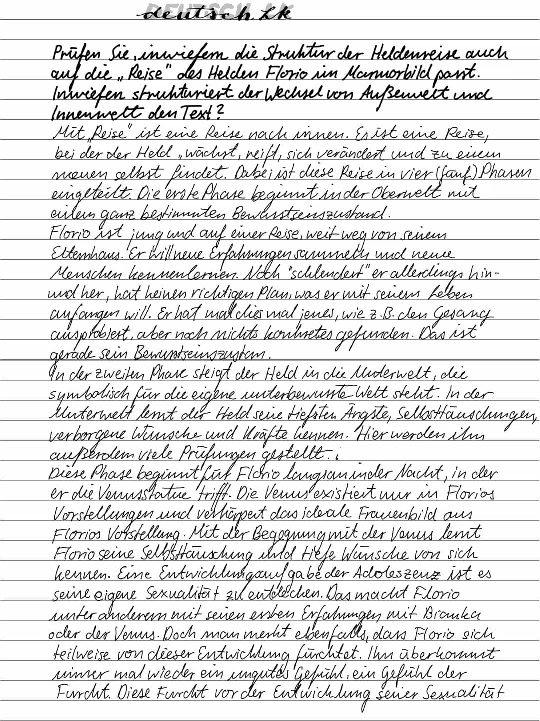 deutsch Lk
Prüfen Sie inwiefem die Struktur der Heldenreise auch
auf die Reise" des Helden Florio in Marmorbild pant.
Inwiefen strukturiert 