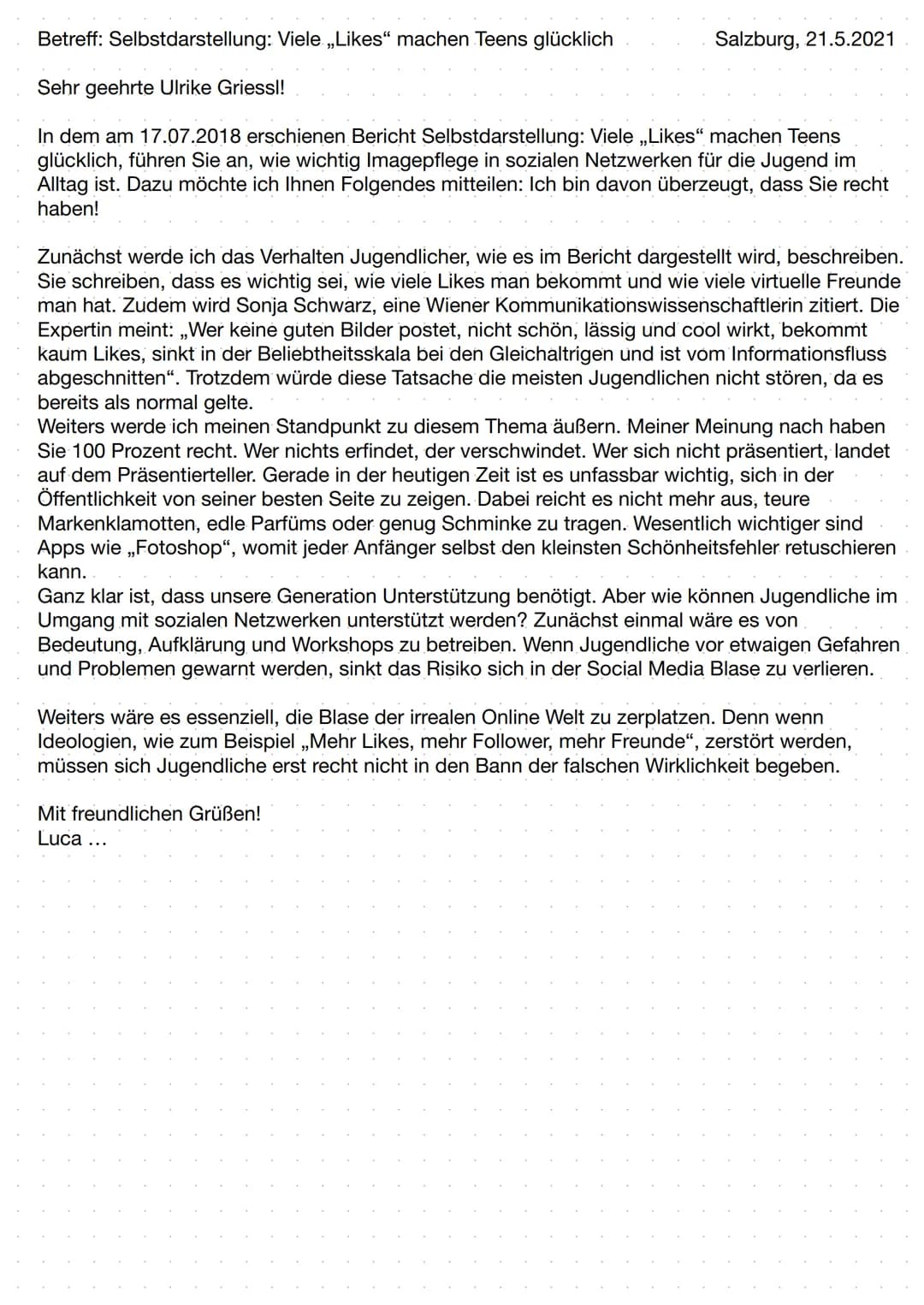 ●
hauptsächlich im Präsens
für Vergangenheit Perfekt
bei Meinung von Autoren Konjunktiv
verwenden
• weder kommentierend noch wertend
.
●
●
.