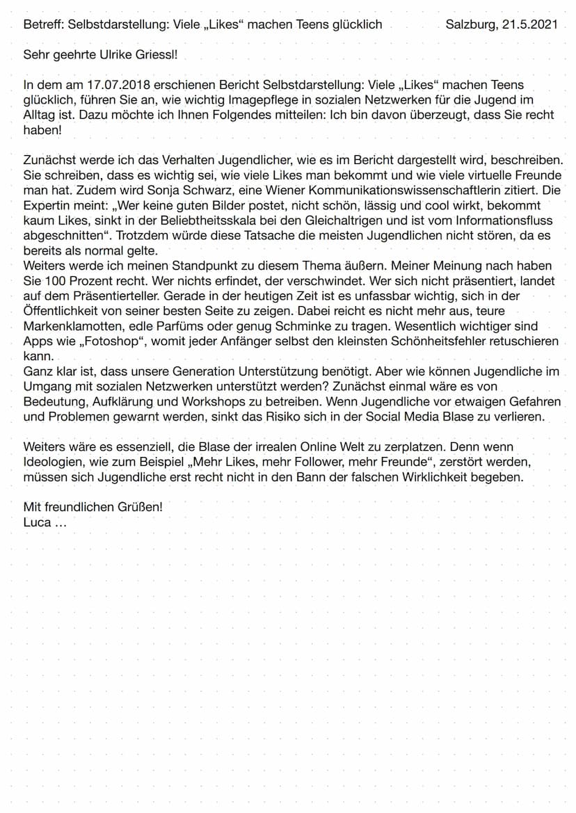 ●
hauptsächlich im Präsens
für Vergangenheit Perfekt
bei Meinung von Autoren Konjunktiv
verwenden
• weder kommentierend noch wertend
.
●
●
.