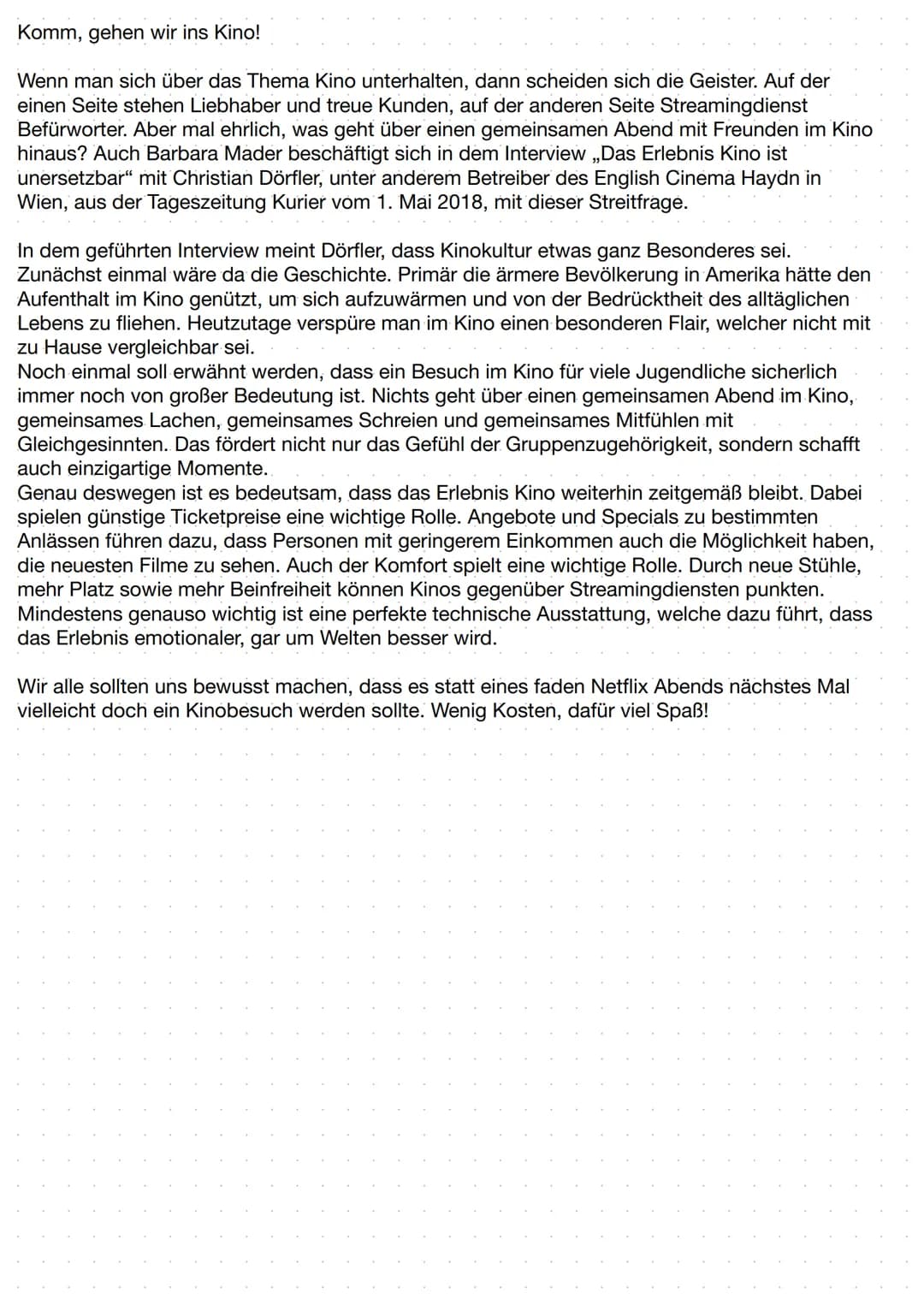 ●
hauptsächlich im Präsens
für Vergangenheit Perfekt
bei Meinung von Autoren Konjunktiv
verwenden
• weder kommentierend noch wertend
.
●
●
.