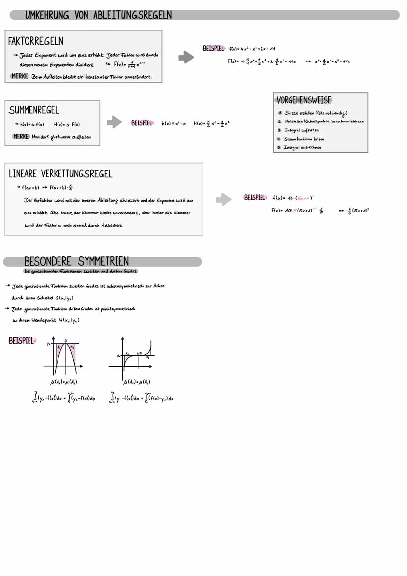 INTEGRALRECHNUNG
DIE STAMMFUNKTION
=>Die Umkehrung des Ableitens wird auch als Aufleiten bezeichnet
4 Diese Funktion nennt man Stammfunktion