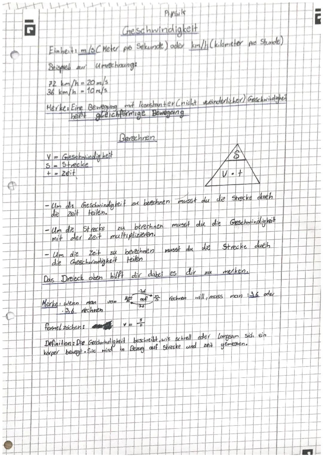 Geschwindigkeit Physik 