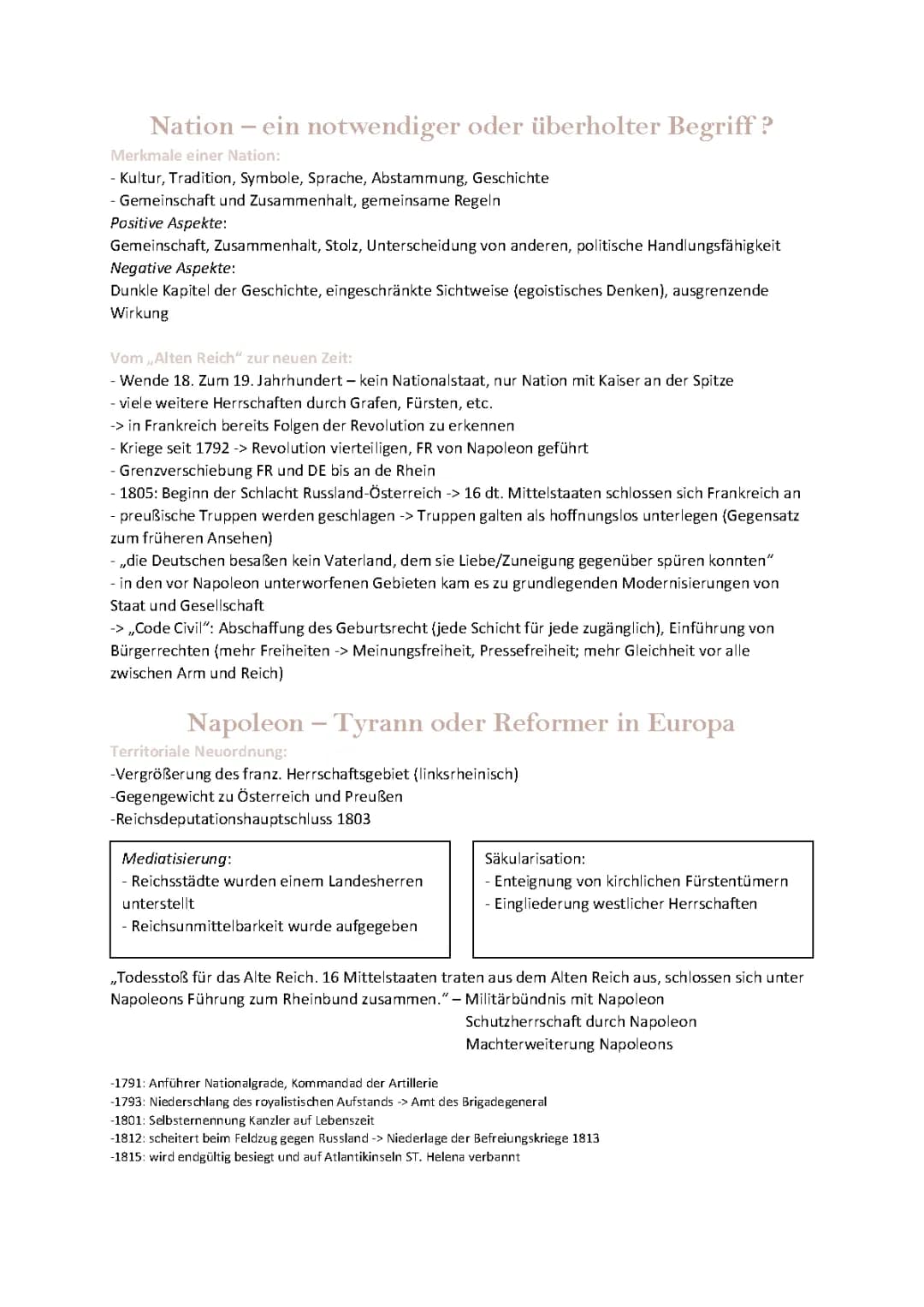 Napoleon bis Ost-West-Konflikt | Abi Lernzettel