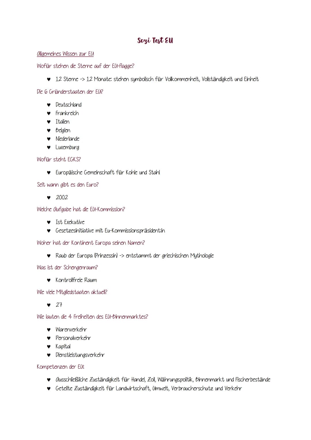 Allgemeines Wissen zur EU
Wofür stehen die Sterne auf der EU-Flagge?
♥ 12 Sterne > 12 Monate: stehen symbolisch für Vollkommenheit, Vollstän