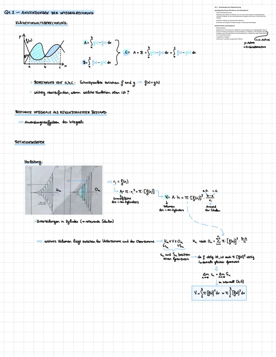 Q1-Analysis II
Q1.1-EINFÜHRUNG IN DIE INTEGRAL RECHNUNG
Die Integralrechnung befasst sich mit Methoden zur Berechnung der Fläche unterhalb e