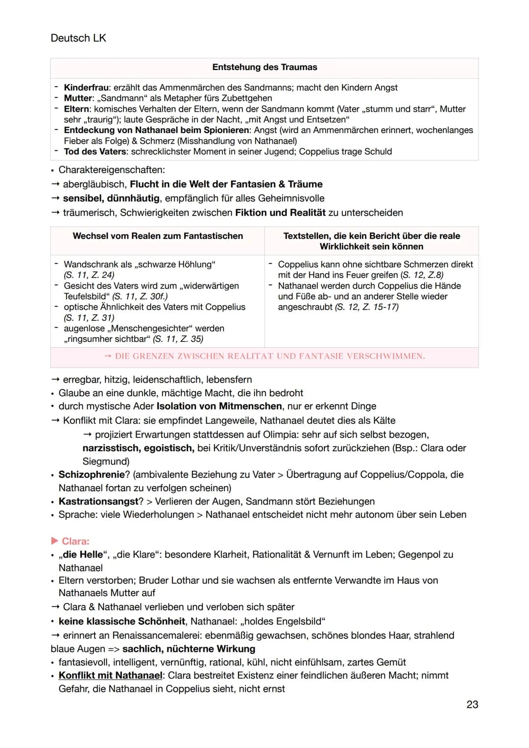 Deutsch LK
Charakterisierung
► Figurenkonstellation:
Coppola
eine Person?
.
Coppelius
Forschung
Vater
DESTABILISIERENDE WIRKUNG
Forschungsob