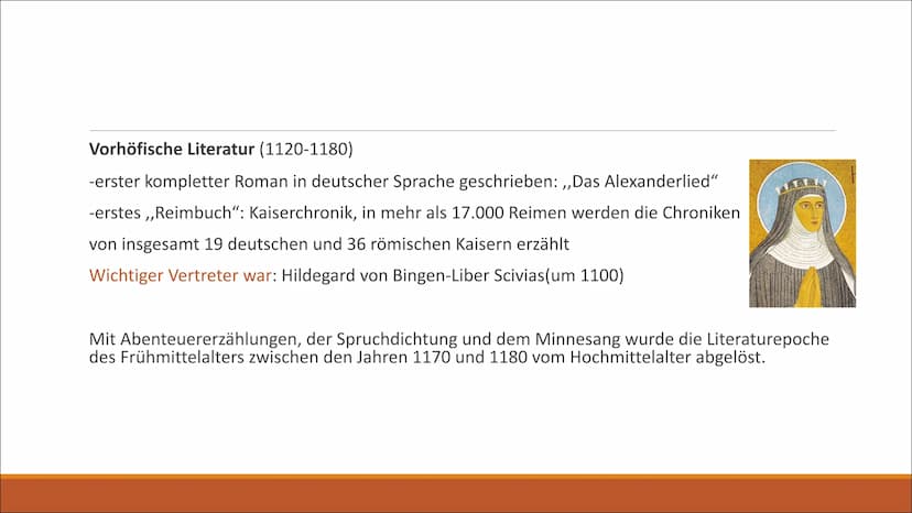 yum
Die literarische Epoche
MITTELALTER
ANFÄNGE DER LITERATUR AB 500 N CHR
CORTA 1. Das Frühmittelalter
-Althochdeutsche Literatur
Gliederun
