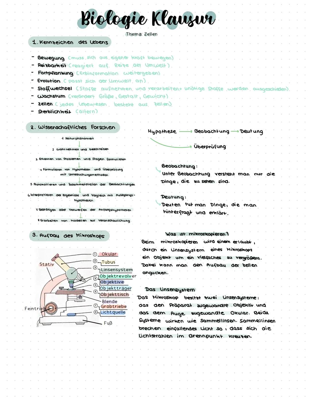 1. Kennzeichen des Lebens.
Biologie Klausur
Bewegung Cmuss sich aus eigener kraft bewegen)
Reizbarkeit Creagiert auf. Reize der Umwelt).
For