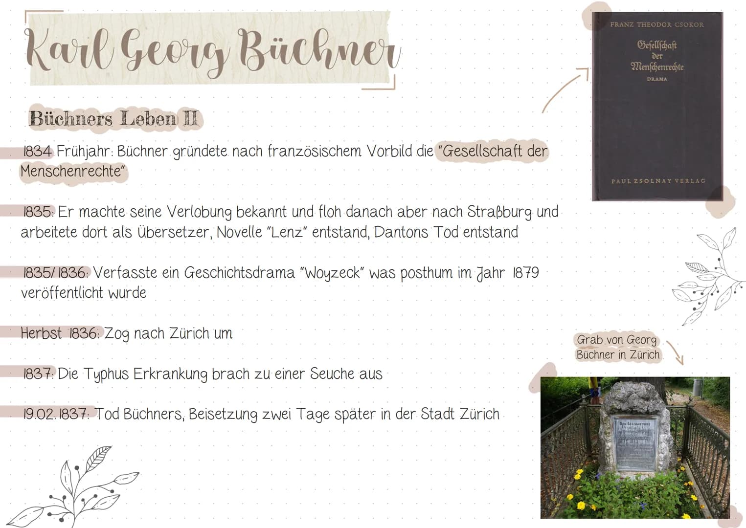  Karl Georg Büchner
Grundlegende Infos über Büchner:
Name: Karl Georg Büchner
Geboren: 17. Oktober 18 13 (Der 2. Tag der Völkerschlacht bei
