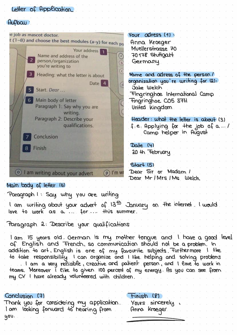 Curriculum Vitae (CV)
Aufbau:
Personal statement
Education
Qualifactions /Skills
Work experience
Hobbies and interests
Beispiele.
3 Daniel's