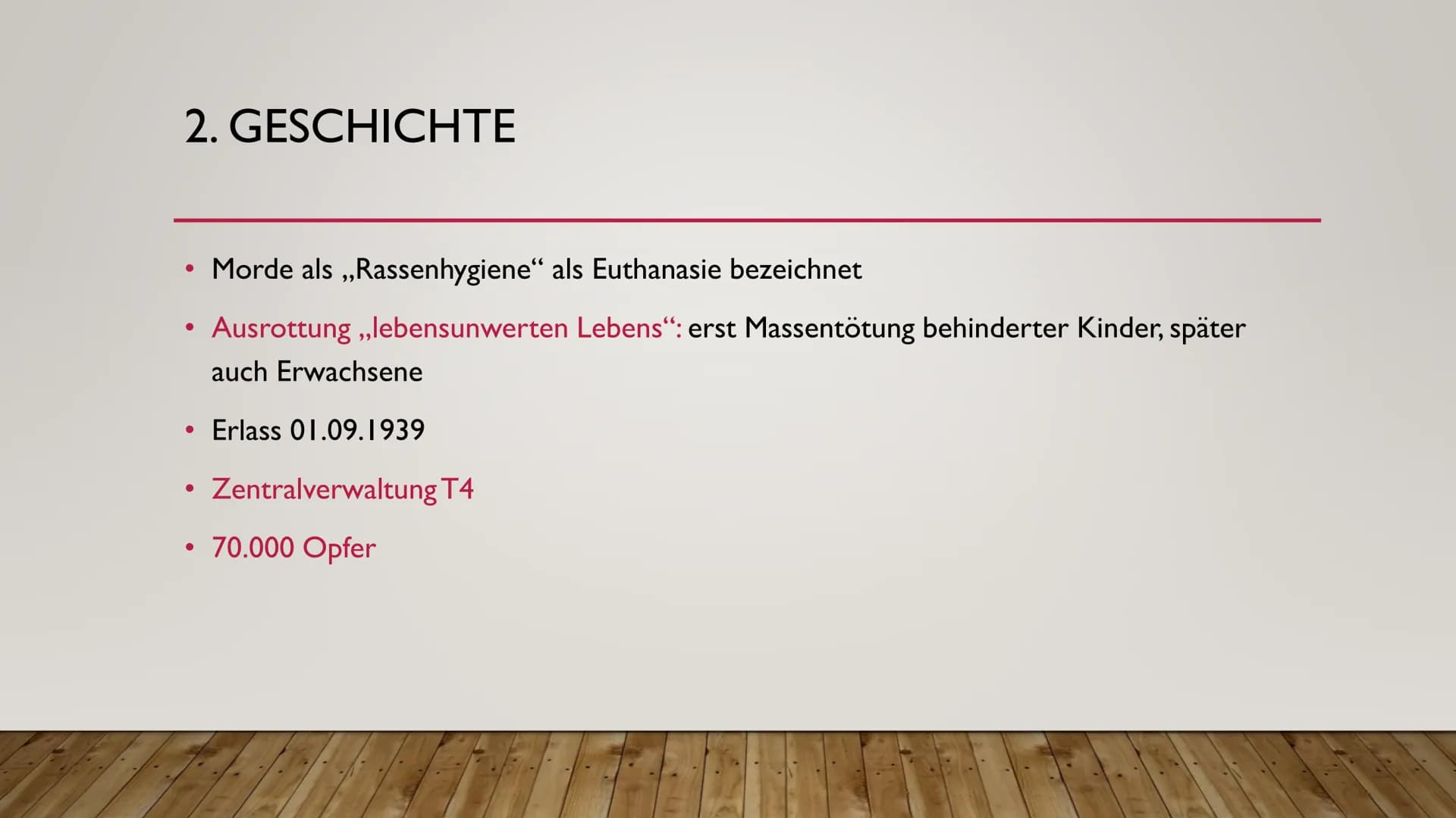 WAS IST EUTHANASIE? EUTHANASIE
ALICIA & NICO
FOKUS NS-ZEIT GLIEDERUNG
●
●
●
●
I. Definition
2. Geschichte
3. Ablauf
4. Fallbeispiel
5. Melde
