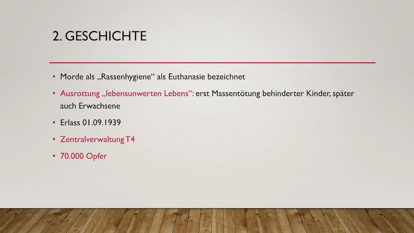 WAS IST EUTHANASIE? EUTHANASIE
ALICIA & NICO
FOKUS NS-ZEIT GLIEDERUNG
●
●
●
●
I. Definition
2. Geschichte
3. Ablauf
4. Fallbeispiel
5. Melde