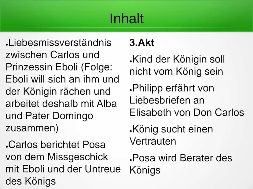 Friedrich Schiller: Don Carlos
(Don Karlos / Dom Karlos) 1.Biographische Einordnung:
1783 erster Entwurf
●
●
●
Handout: Don Carlos
1784 - 87