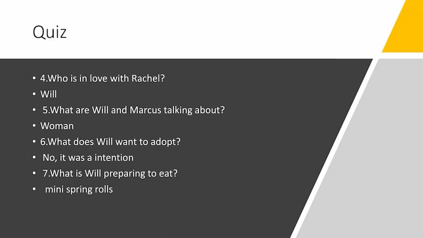 PUL
UP!
about a
J!
STICKY
badly drawn hou
About a Boy Chapter 28
Kurs: e_GK_2 overview
Summary
Quiz
V
discussion Summary
• So while Marcus i