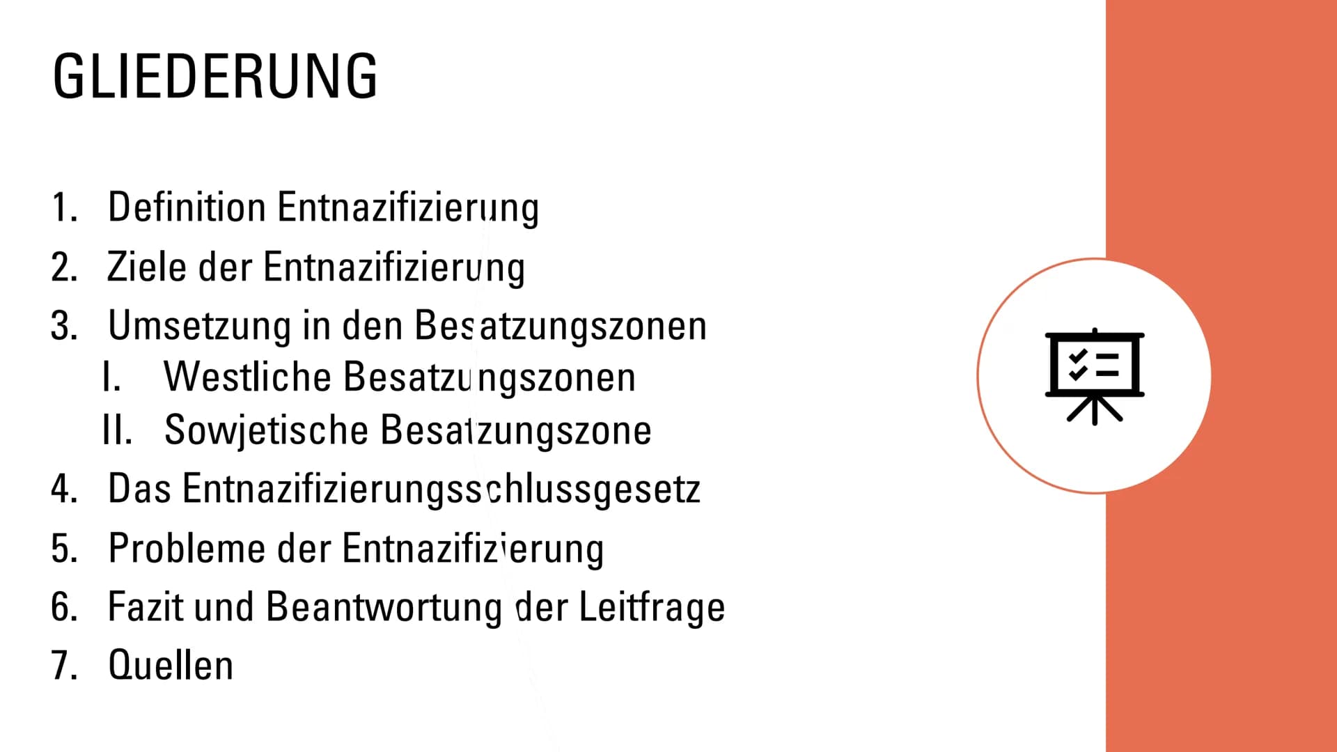 ENTNAZIFIZIERUNG :
In Ost und West - ein
Erfolg?
Eine Präsentation von
Geschichte GK
M
Adolf Hitler-Str.
Bahnhof-Str.
E-POU GLIEDERUNG
1. De