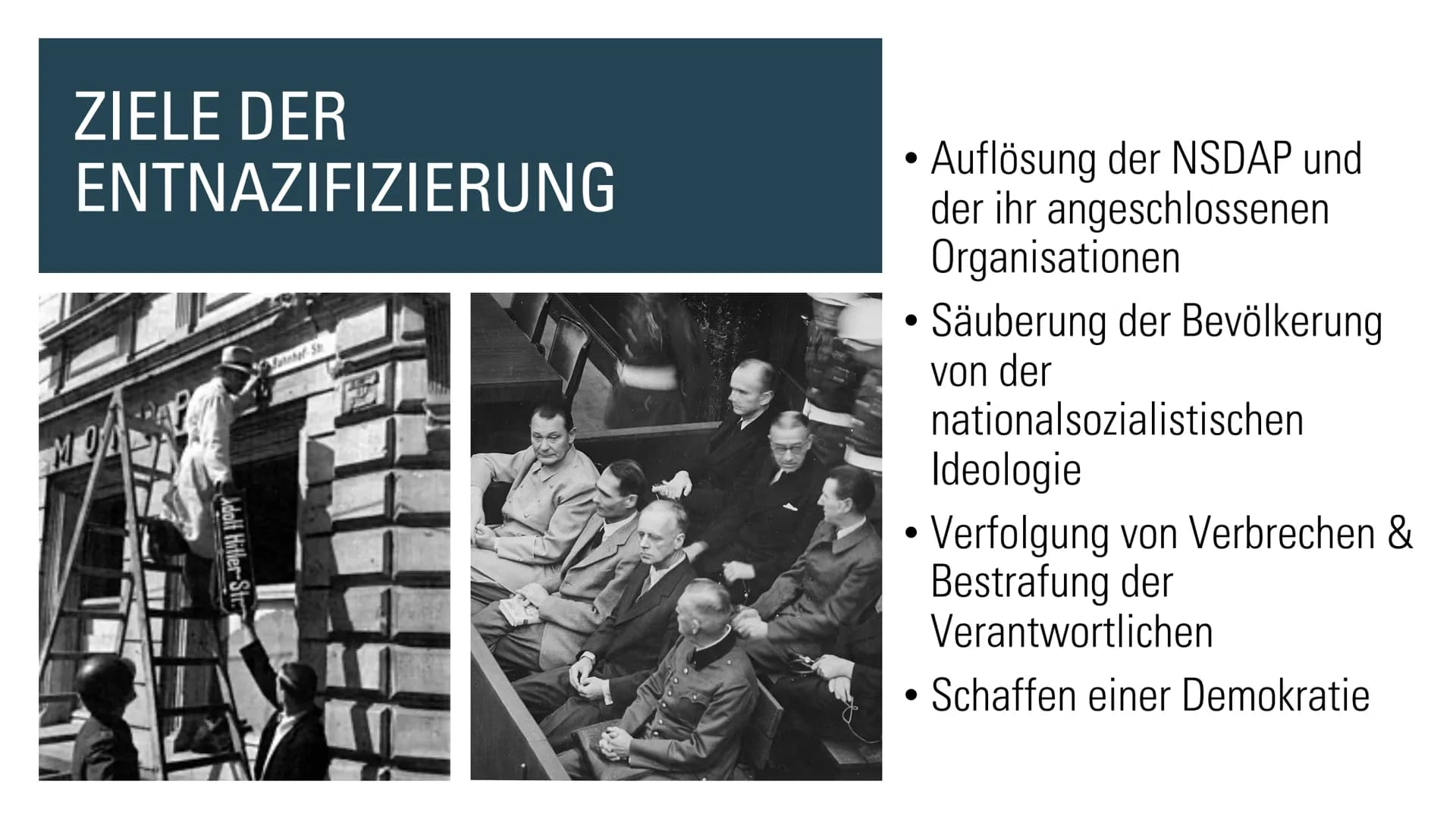 ENTNAZIFIZIERUNG :
In Ost und West - ein
Erfolg?
Eine Präsentation von
Geschichte GK
M
Adolf Hitler-Str.
Bahnhof-Str.
E-POU GLIEDERUNG
1. De