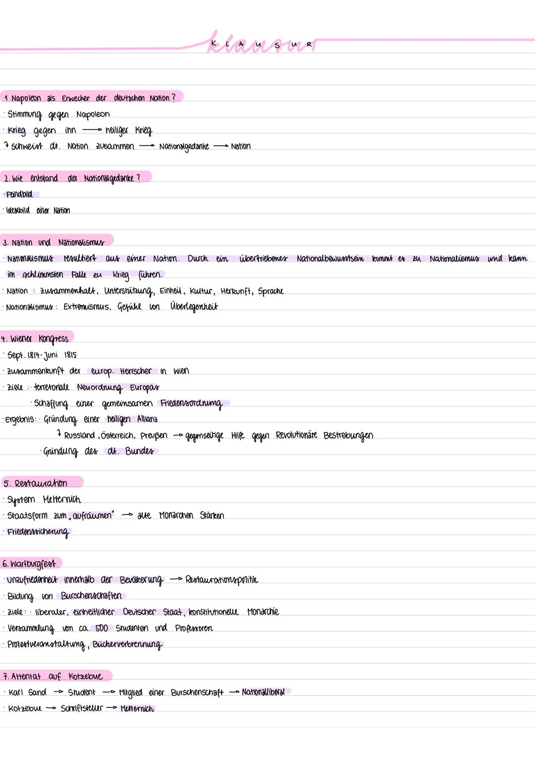 # 1 Napoleon als Erwecker der deutschen Nation?

- Stimmung gegen Napoleon

- Krieg gegen inn $\longrightarrow$ neiliger Krieg

- schweist d