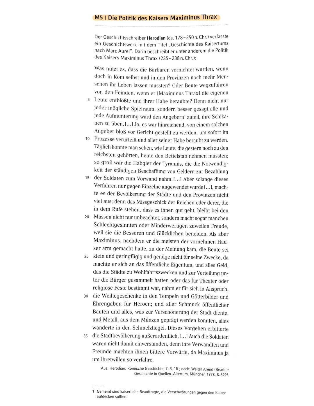 DIE POLITIK DES MAXIMINUS THRAX
QUELLENKRITISCHE EINLEITUNG
von Emma S.
Bei der vorliegenden Quelle handelt es sich um einen Ausschnitt eine