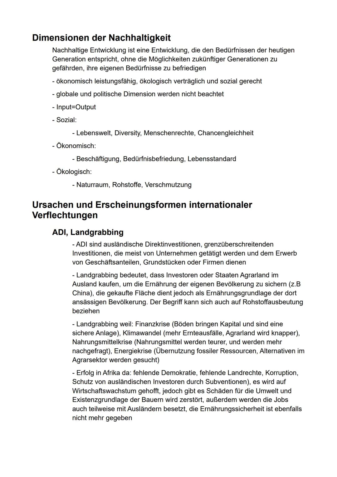 Erdkunde
gA
Semester 2
-Afrika südlich der Sahara - Inhaltsverzeichnis
Dimensionen der Nachhaltigkeit..
Ursachen und Erscheinungsformen inte