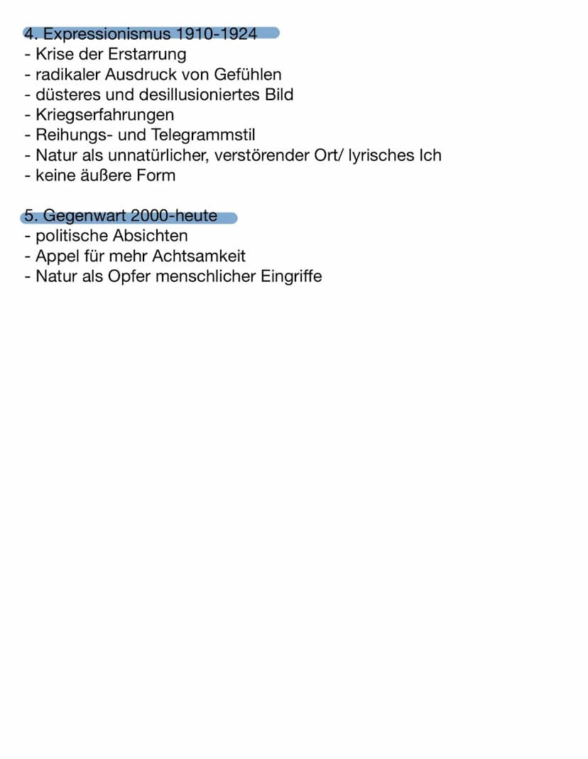 4. Deutschklausur: Naturlyrik
Aufbau:
1. Einleitung:
- Autor, Titel, Textsorte, Erscheinungsjahr, Thema
Deutungshypothese
-
2. Hauptteil:
- 