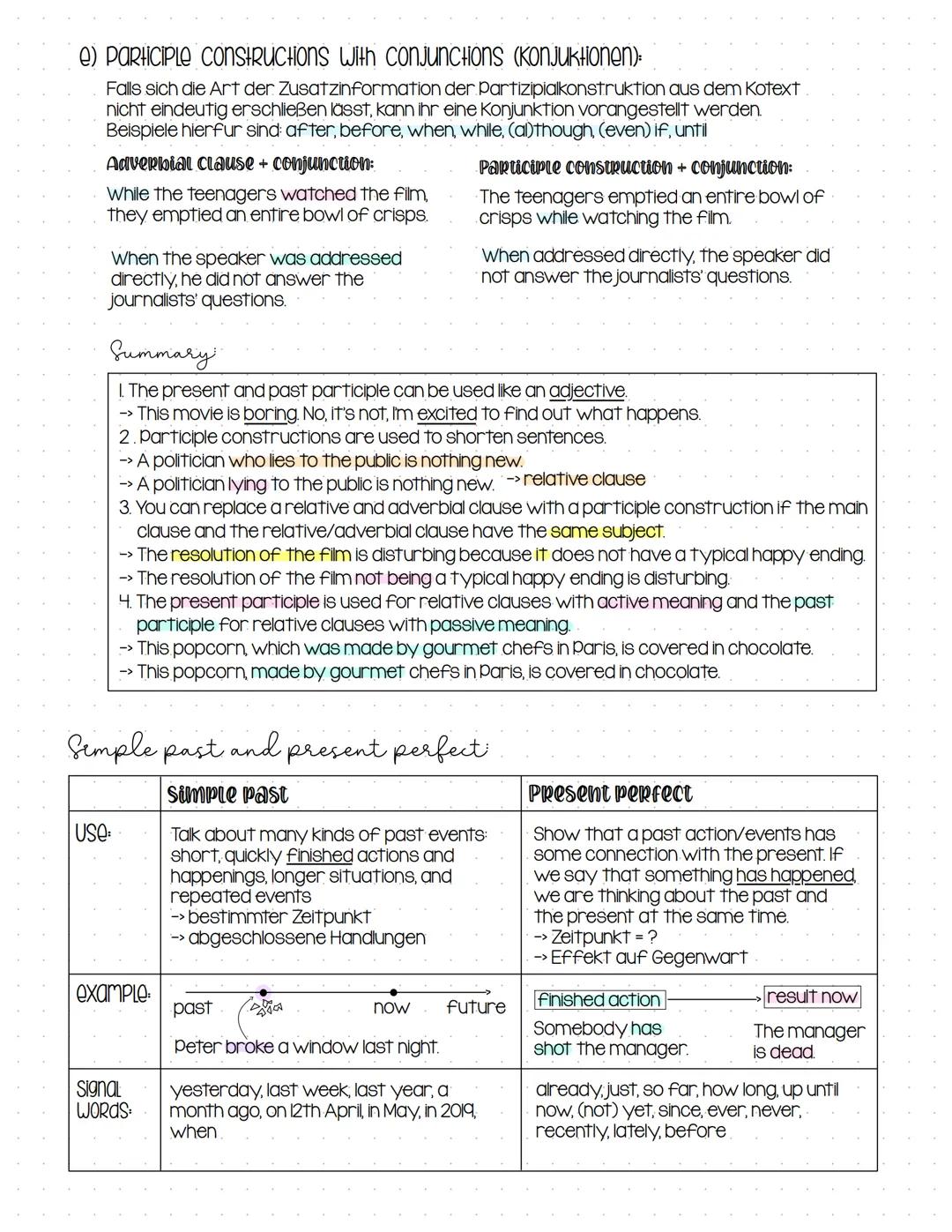 Lernzettel
Conditional sentences. ParticipLesS & PARTICIPLE CLAUses, Simple Past VS. Present Perfect
Conditional sentences
Use:
tenses:
тур 