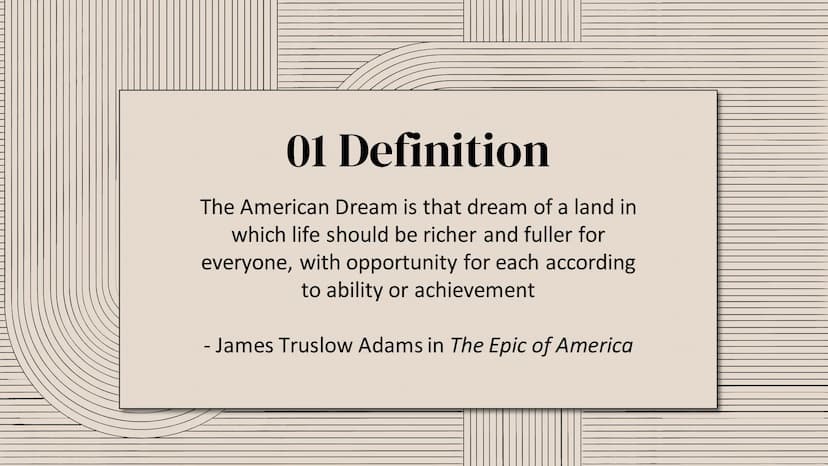 The American Dream
HANDOUT BY
DEFINITION
is that dream of a land in which life should be better and richer and
fuller for everyone, with opp