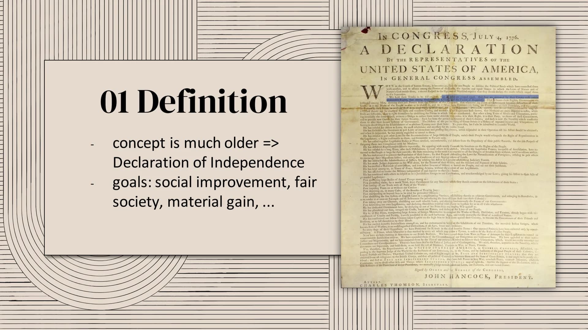 The American Dream
HANDOUT BY
DEFINITION
is that dream of a land in which life should be better and richer and
fuller for everyone, with opp