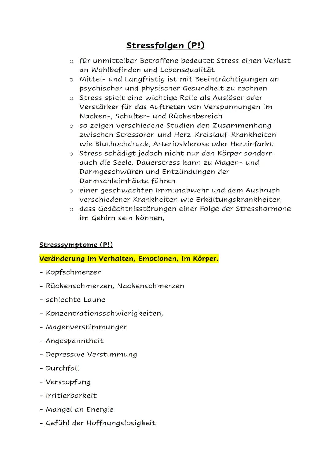 Was ist Stress?
P!!!!
➤ (gesundheitsschädigende) Überanspruchung des menschlichen
Organismus durch große physische & psychische Belastung"
S