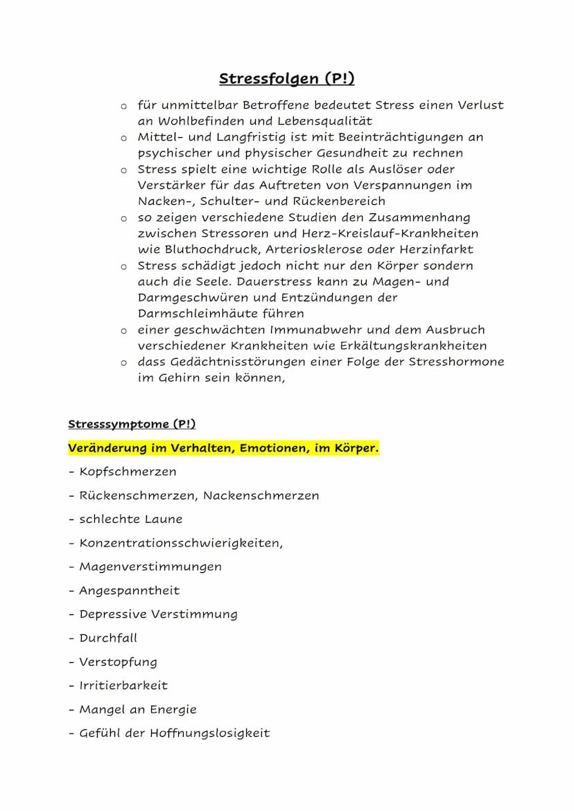 Was ist Stress?
P!!!!
➤ (gesundheitsschädigende) Überanspruchung des menschlichen
Organismus durch große physische & psychische Belastung"
S
