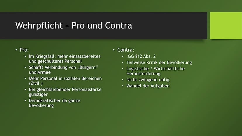 Eine GFS von
Raphael S.
GK Januar 2020
WEHRPFLICHT
Sollte die Wehrpflicht wieder eingeführt werden? Gliederung
Einleitung
• Geschichte der B