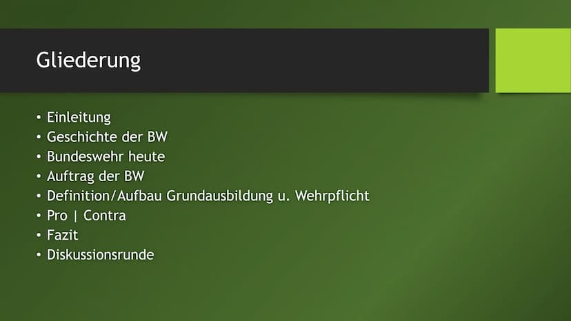 Eine GFS von
Raphael S.
GK Januar 2020
WEHRPFLICHT
Sollte die Wehrpflicht wieder eingeführt werden? Gliederung
Einleitung
• Geschichte der B