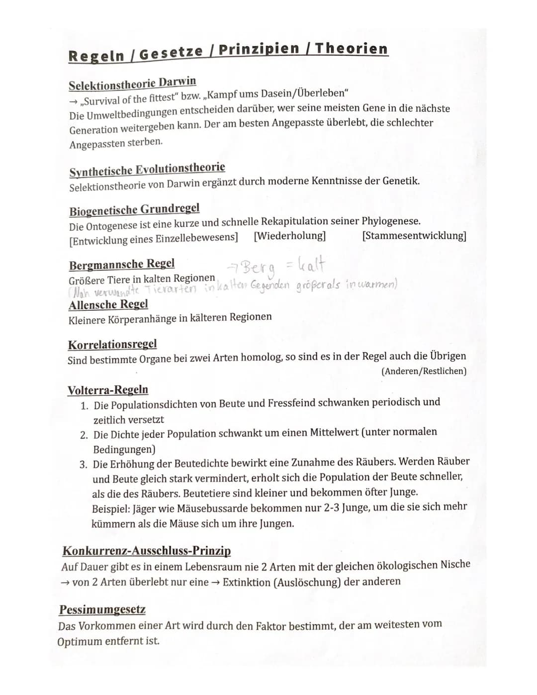 Regeln / Gesetze / Prinzipien / Theorien
Selektionstheorie Darwin
→ ,,Survival of the fittest" bzw. ,,Kampf ums Dasein/Überleben"
Die Umwelt