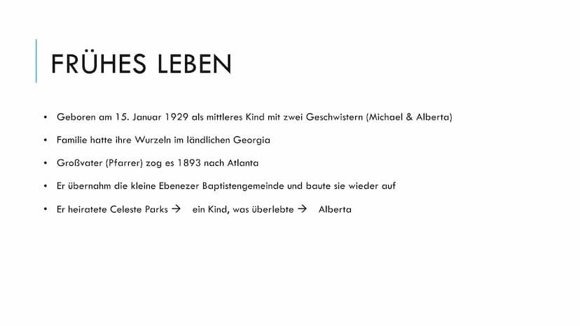 Martin Luther King Jr.
1) Wer war Martin Luther King Jr.?
Martin Luther King Jr. war der Anführer der Bürgerrechtsbewegung in
Amerika. Er wa