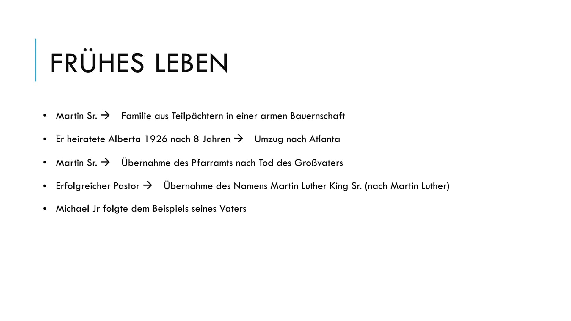 Martin Luther King Jr.
1) Wer war Martin Luther King Jr.?
Martin Luther King Jr. war der Anführer der Bürgerrechtsbewegung in
Amerika. Er wa