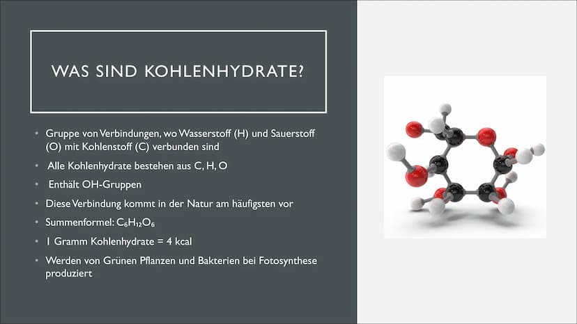 KOHLENHYDRATE Came
GLIEDERUNG
●
●
●
●
●
Was sind Kohlenhydrate?
Was ist deren Nutzen?
Kategorisierung
Wo Kommen Kohlenhydrate vor?
Wie sind 