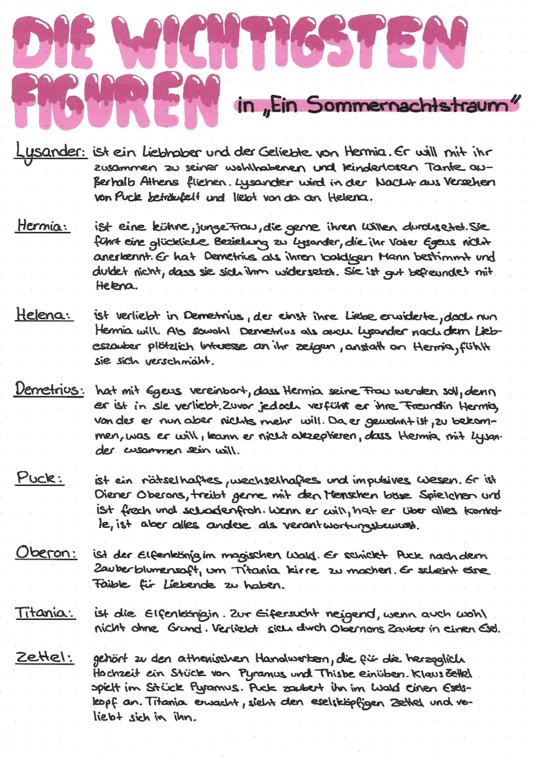 Ein Sommernachtstraum Zusammenfassung für Kinder: Figuren, Zitate und Puck