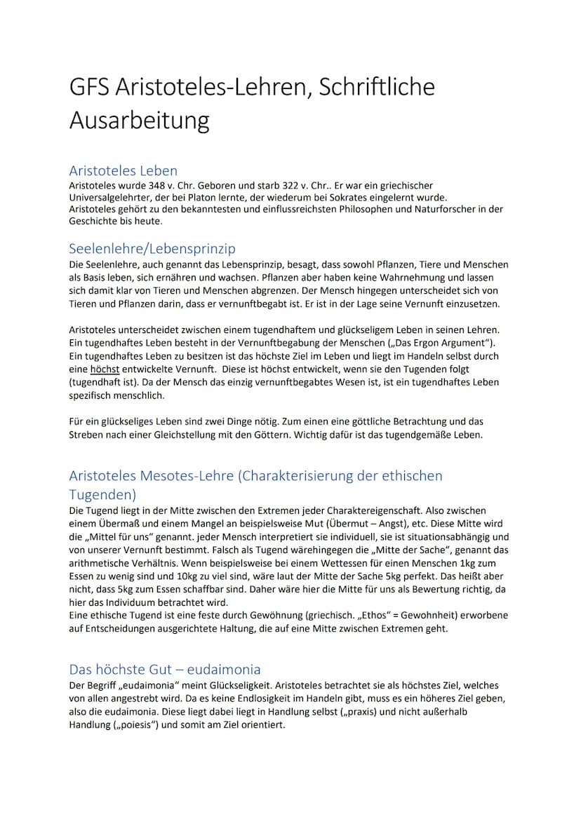 Gerechtigkeits-Lehre (Textarbeit)
Aristoteles: Austeilende und ausgleichende Gerechtigkeit
Hieraus erhellt denn auch, dass gerecht sein wird