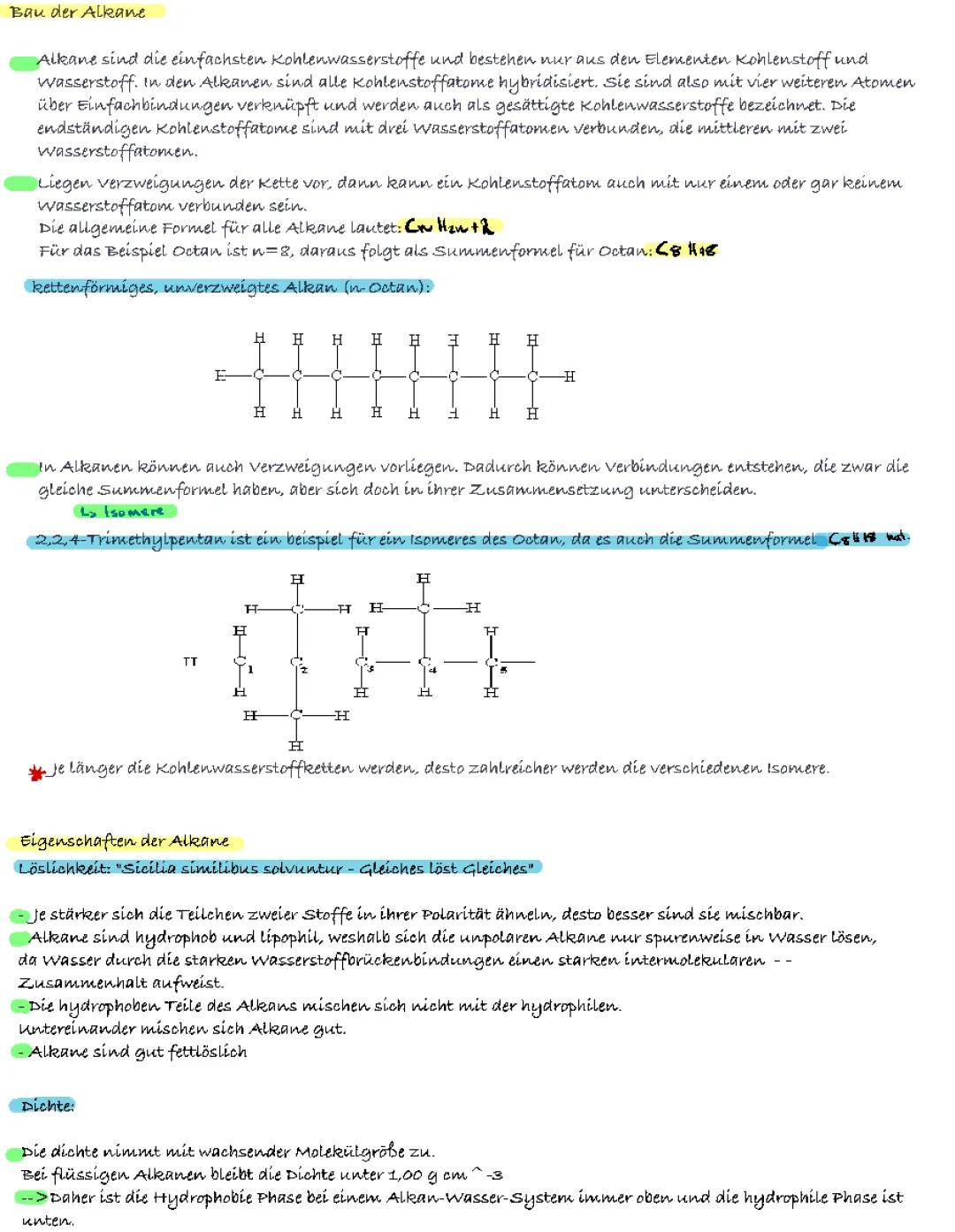 Alkane und ihre Eigenschaften: Isomere, Tabellen und Formeln