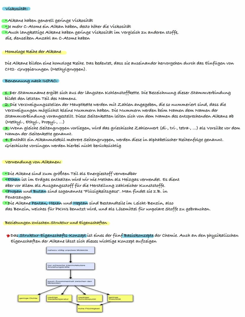 Bau der Alkane
Alkane sind die einfachsten Kohlenwasserstoffe und bestehen nur aus den Elementen Kohlenstoff und
wasserstoff. In den Alkanen