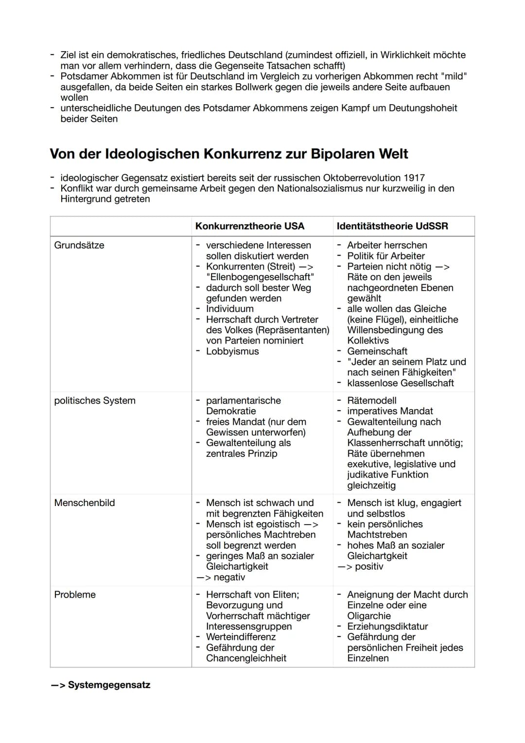 Lernzettel der 2. Geschichtsklausur Q2
Nachkriegszeit
Kapitulation Deutschlands am 8.Mai 1945 -> Ende 2. Weltkrieg
- im Krieg noch gemeinsam