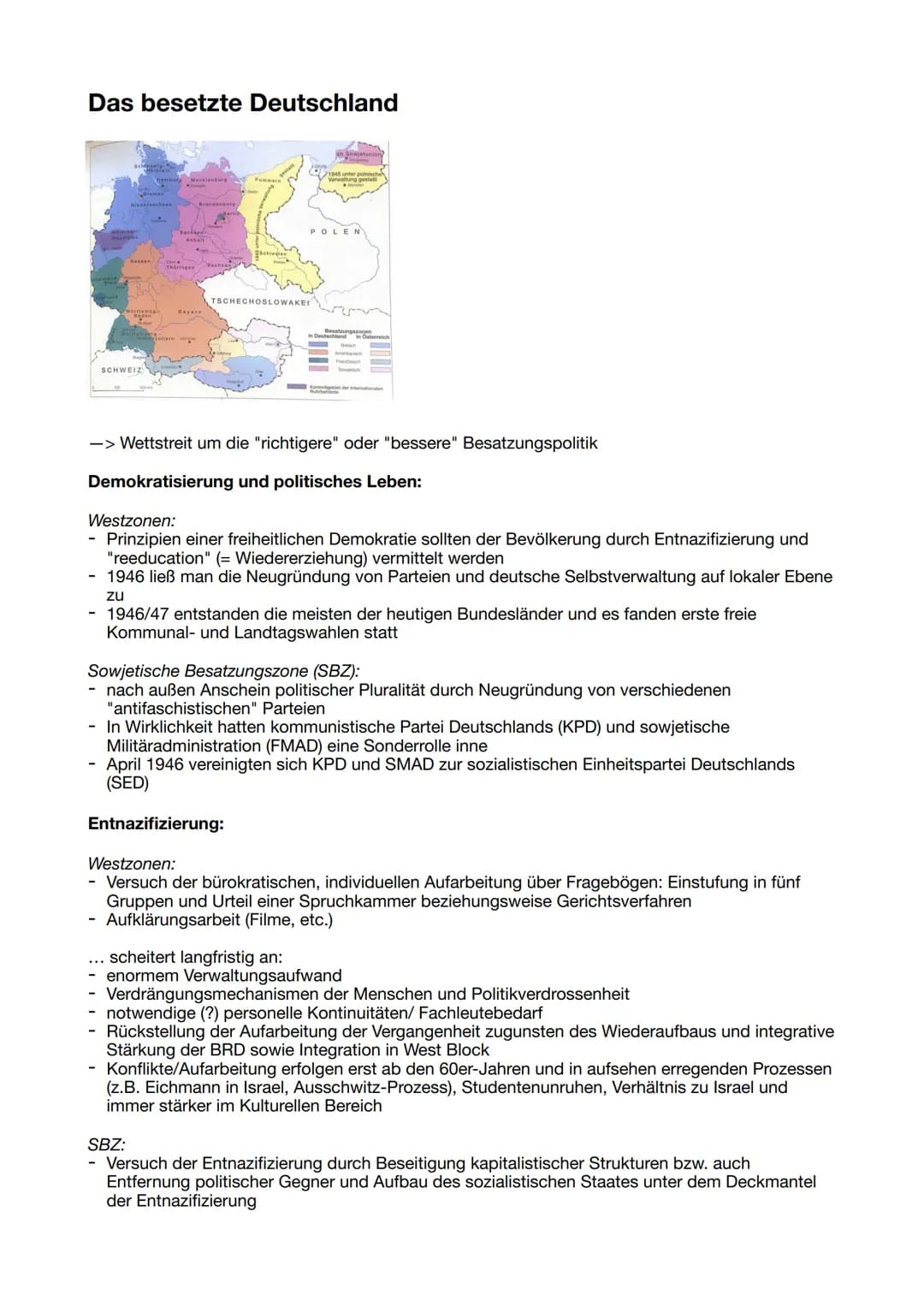 Lernzettel der 2. Geschichtsklausur Q2
Nachkriegszeit
Kapitulation Deutschlands am 8.Mai 1945 -> Ende 2. Weltkrieg
- im Krieg noch gemeinsam