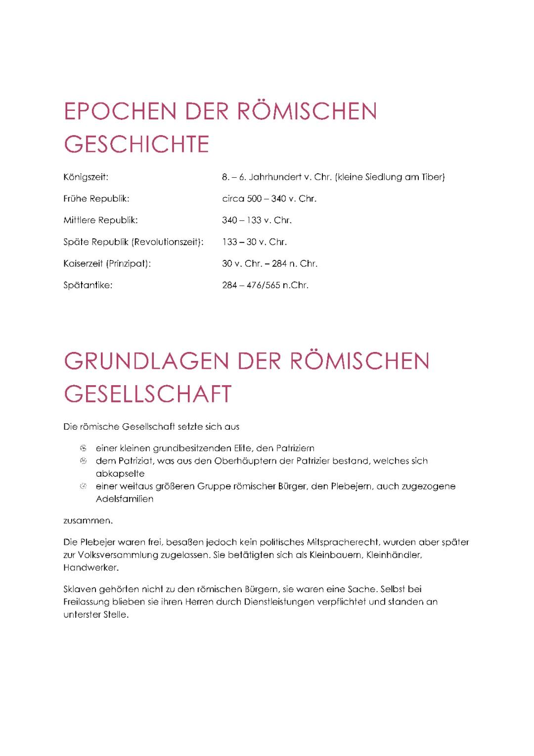 Römische Geschichte bis zur Adelspolitik