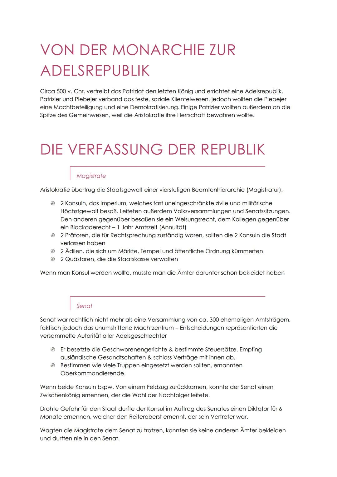 EPOCHEN DER RÖMISCHEN
GESCHICHTE
Königszeit:
Frühe Republik:
Mittlere Republik:
Späte Republik (Revolutionszeit):
Kaiserzeit (Prinzipat):
Sp