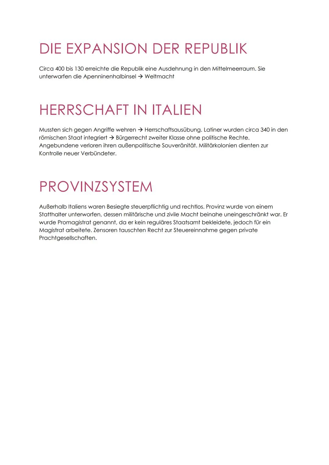 EPOCHEN DER RÖMISCHEN
GESCHICHTE
Königszeit:
Frühe Republik:
Mittlere Republik:
Späte Republik (Revolutionszeit):
Kaiserzeit (Prinzipat):
Sp